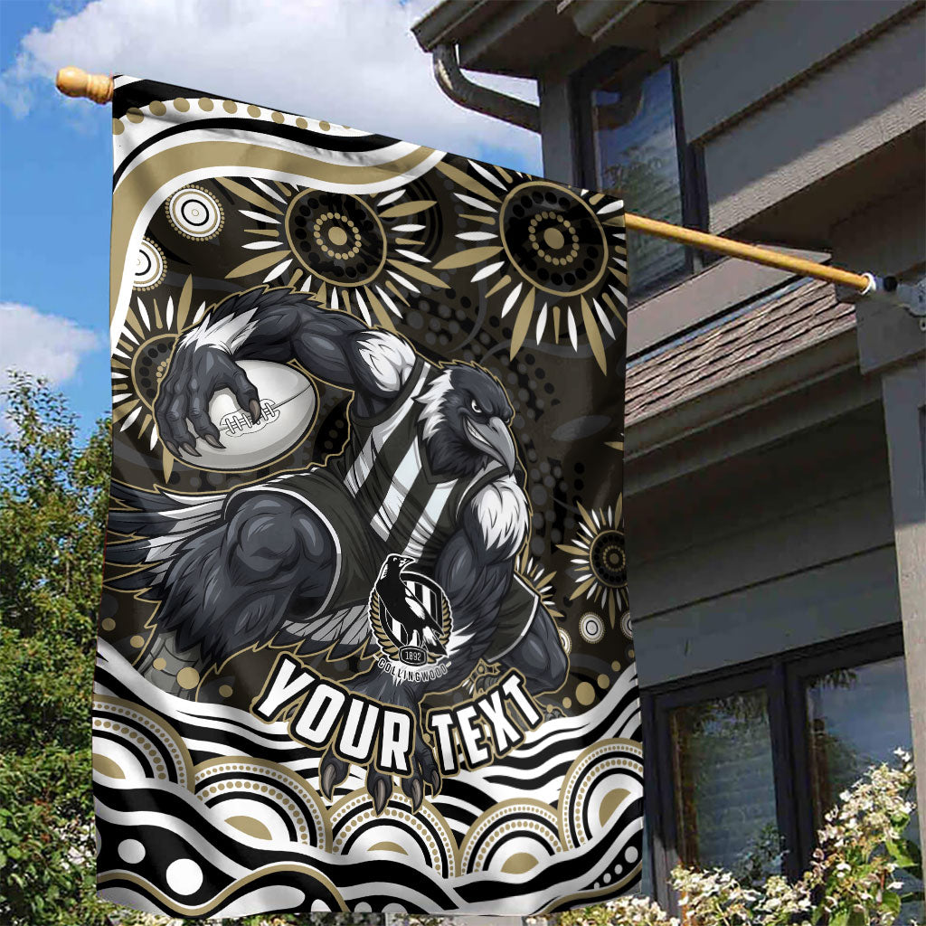 Personalized Collingwood Magpies Football Garden Flag Aboriginal Dot Art - Dreamtime Football Mascot