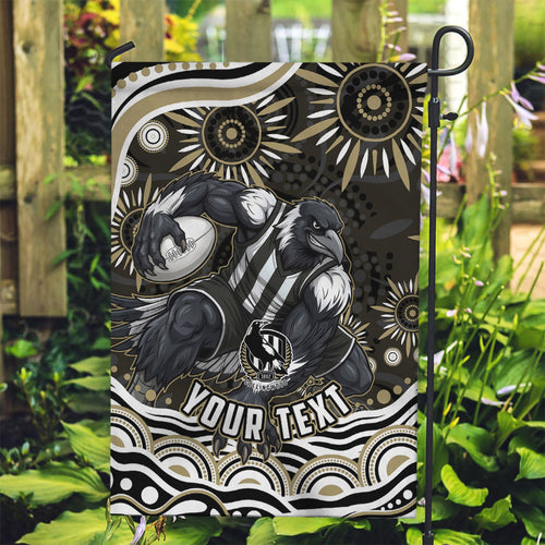 Personalized Collingwood Magpies Football Garden Flag Aboriginal Dot Art - Dreamtime Football Mascot