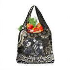 Personalized Collingwood Magpies Football Grocery Bag Aboriginal Dot Art - Dreamtime Football Mascot