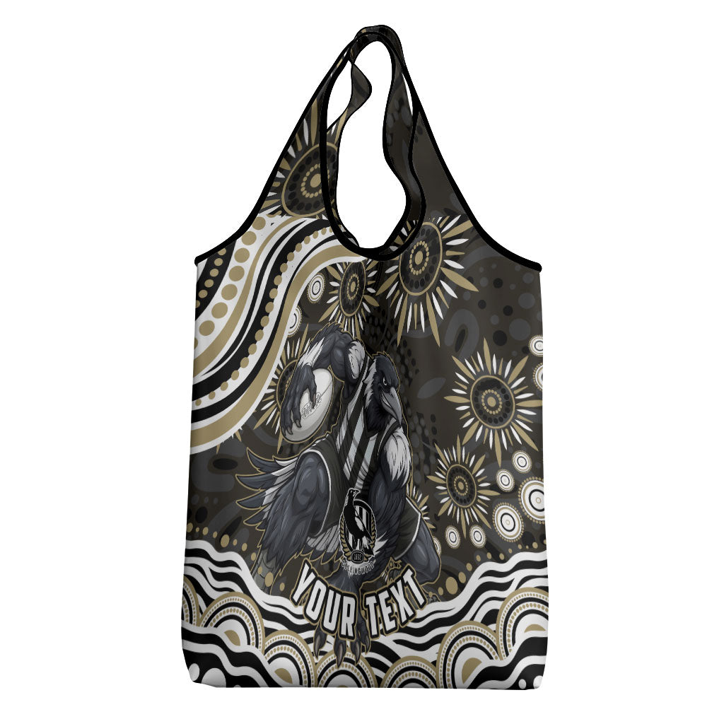 Personalized Collingwood Magpies Football Grocery Bag Aboriginal Dot Art - Dreamtime Football Mascot