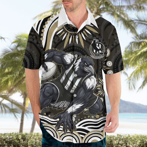 Personalized Collingwood Magpies Football Hawaiian Shirt Aboriginal Dot Art - Dreamtime Football Mascot
