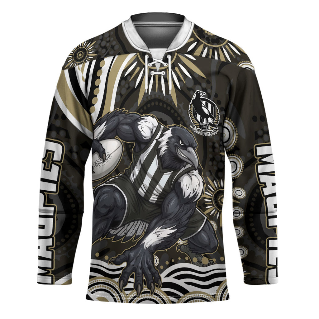 Personalized Collingwood Magpies Football Hockey Jersey Aboriginal Dot Art - Dreamtime Football Mascot