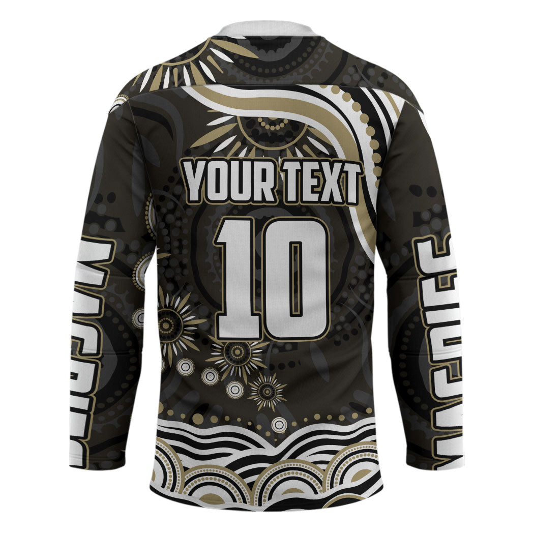 Personalized Collingwood Magpies Football Hockey Jersey Aboriginal Dot Art - Dreamtime Football Mascot