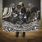 Personalized Collingwood Magpies Football Hooded Blanket Aboriginal Dot Art - Dreamtime Football Mascot