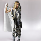 Personalized Collingwood Magpies Football Hooded Blanket Aboriginal Dot Art - Dreamtime Football Mascot