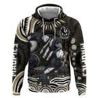 Personalized Collingwood Magpies Football Hoodie Aboriginal Dot Art - Dreamtime Football Mascot
