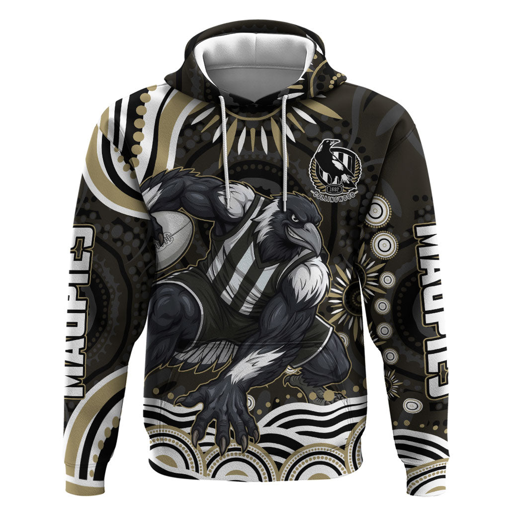 Personalized Collingwood Magpies Football Hoodie Aboriginal Dot Art - Dreamtime Football Mascot