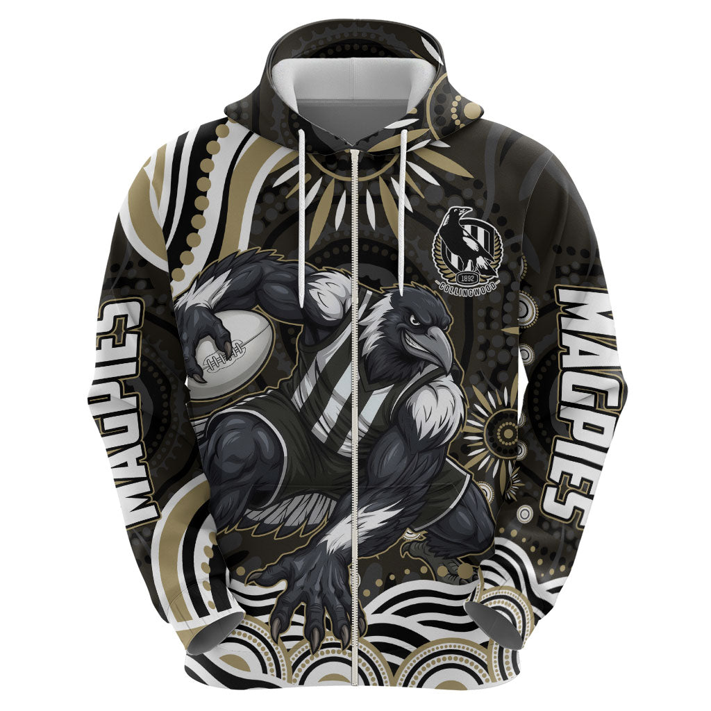 Personalized Collingwood Magpies Football Hoodie Aboriginal Dot Art - Dreamtime Football Mascot