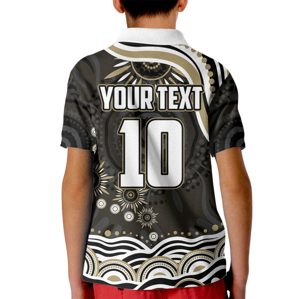 Personalized Collingwood Magpies Football Kid Polo Shirt Aboriginal Dot Art - Dreamtime Football Mascot