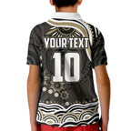 Personalized Collingwood Magpies Football Kid Polo Shirt Aboriginal Dot Art - Dreamtime Football Mascot