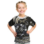 Personalized Collingwood Magpies Football Kid T Shirt Aboriginal Dot Art - Dreamtime Football Mascot