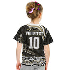 Personalized Collingwood Magpies Football Kid T Shirt Aboriginal Dot Art - Dreamtime Football Mascot