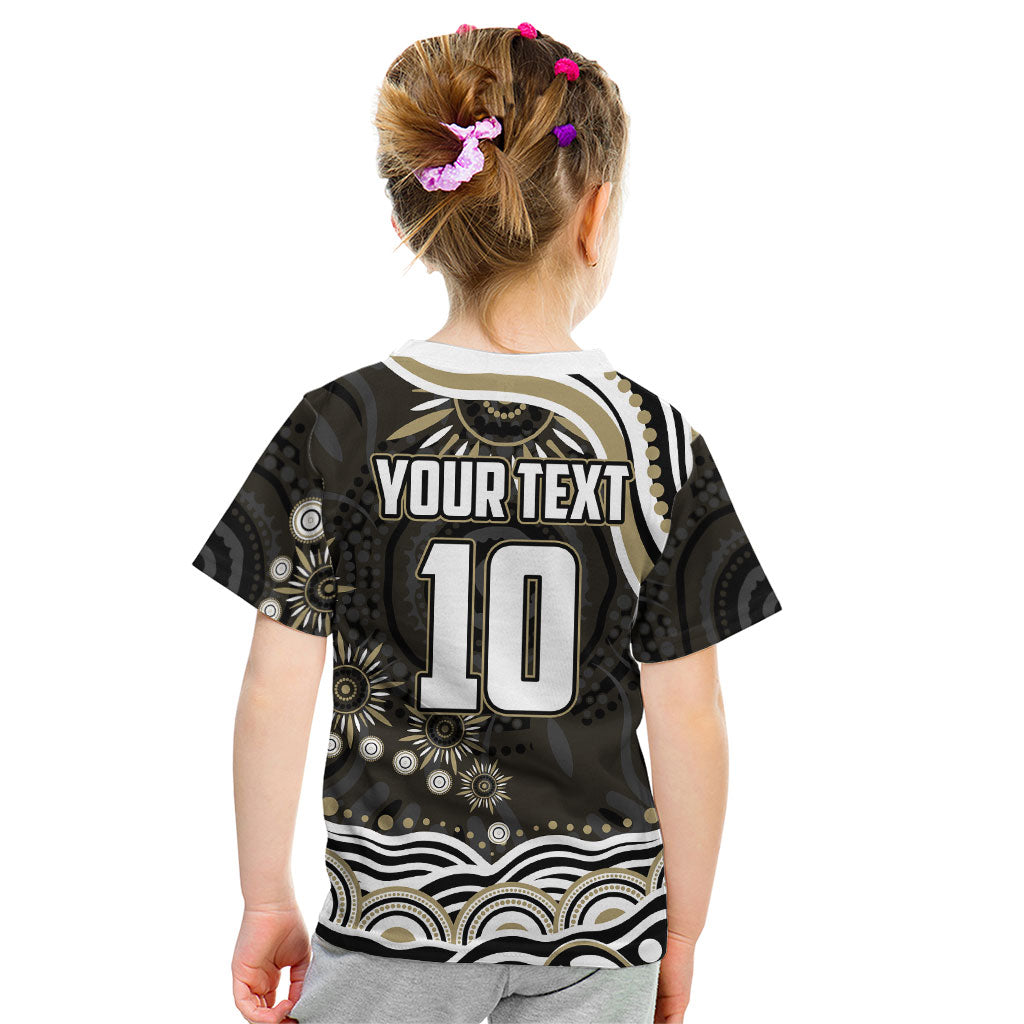 Personalized Collingwood Magpies Football Kid T Shirt Aboriginal Dot Art - Dreamtime Football Mascot