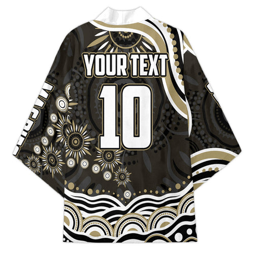Personalized Collingwood Magpies Football Kimono Aboriginal Dot Art - Dreamtime Football Mascot