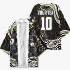 Personalized Collingwood Magpies Football Kimono Aboriginal Dot Art - Dreamtime Football Mascot