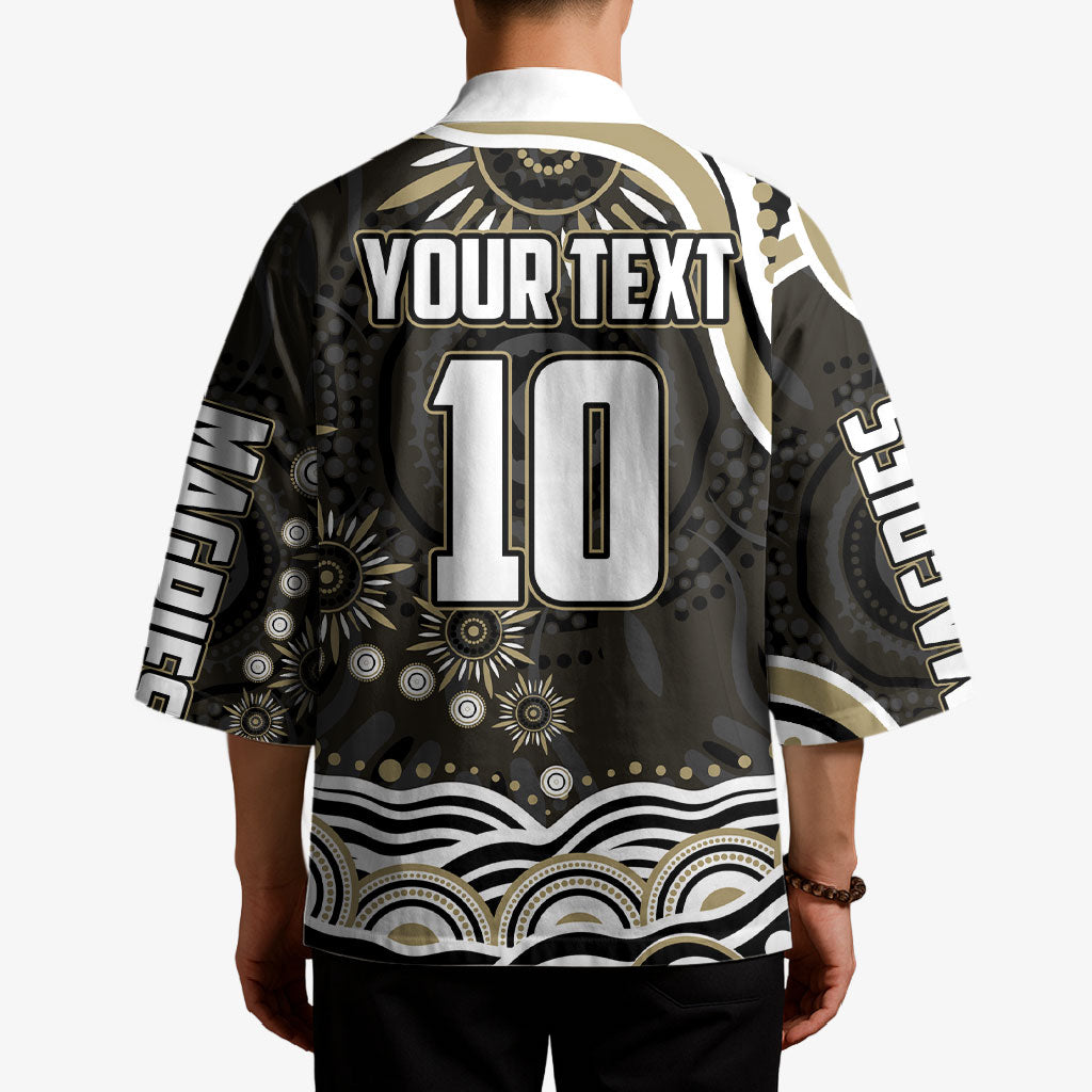 Personalized Collingwood Magpies Football Kimono Aboriginal Dot Art - Dreamtime Football Mascot