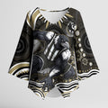 Personalized Collingwood Magpies Football Kimono Sleeve Blouse Aboriginal Dot Art - Dreamtime Football Mascot