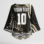 Personalized Collingwood Magpies Football Kimono Sleeve Blouse Aboriginal Dot Art - Dreamtime Football Mascot