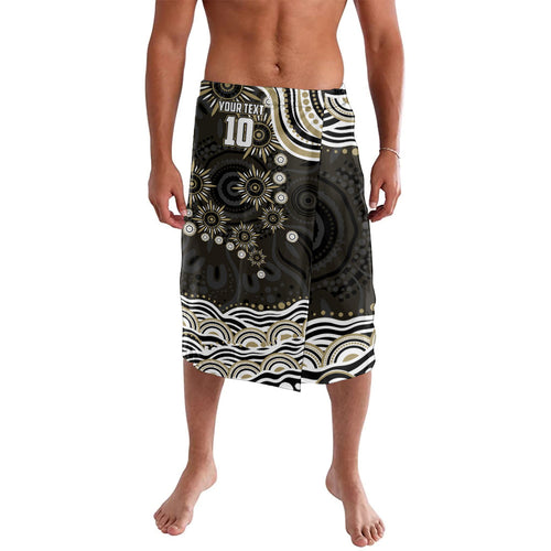 Personalized Collingwood Magpies Football Lavalava Aboriginal Dot Art - Dreamtime Football Mascot