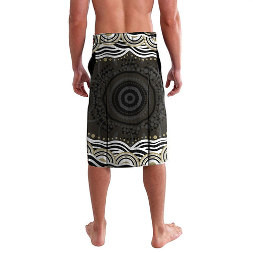 Personalized Collingwood Magpies Football Lavalava Aboriginal Dot Art - Dreamtime Football Mascot