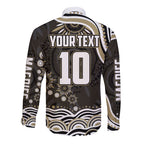 Personalized Collingwood Magpies Football Long Sleeve Button Shirt Aboriginal Dot Art - Dreamtime Football Mascot