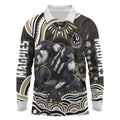 Personalized Collingwood Magpies Football Long Sleeve Polo Shirt Aboriginal Dot Art - Dreamtime Football Mascot
