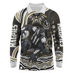 Personalized Collingwood Magpies Football Long Sleeve Polo Shirt Aboriginal Dot Art - Dreamtime Football Mascot