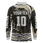 Personalized Collingwood Magpies Football Long Sleeve Polo Shirt Aboriginal Dot Art - Dreamtime Football Mascot
