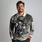 Personalized Collingwood Magpies Football Long Sleeve Polo Shirt Aboriginal Dot Art - Dreamtime Football Mascot
