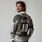 Personalized Collingwood Magpies Football Long Sleeve Polo Shirt Aboriginal Dot Art - Dreamtime Football Mascot