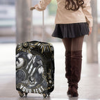 Personalized Collingwood Magpies Football Luggage Cover Aboriginal Dot Art - Dreamtime Football Mascot