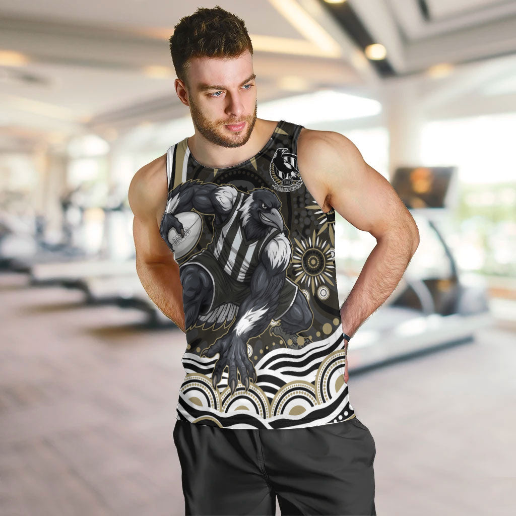 Personalized Collingwood Magpies Football Men Tank Top Aboriginal Dot Art - Dreamtime Football Mascot