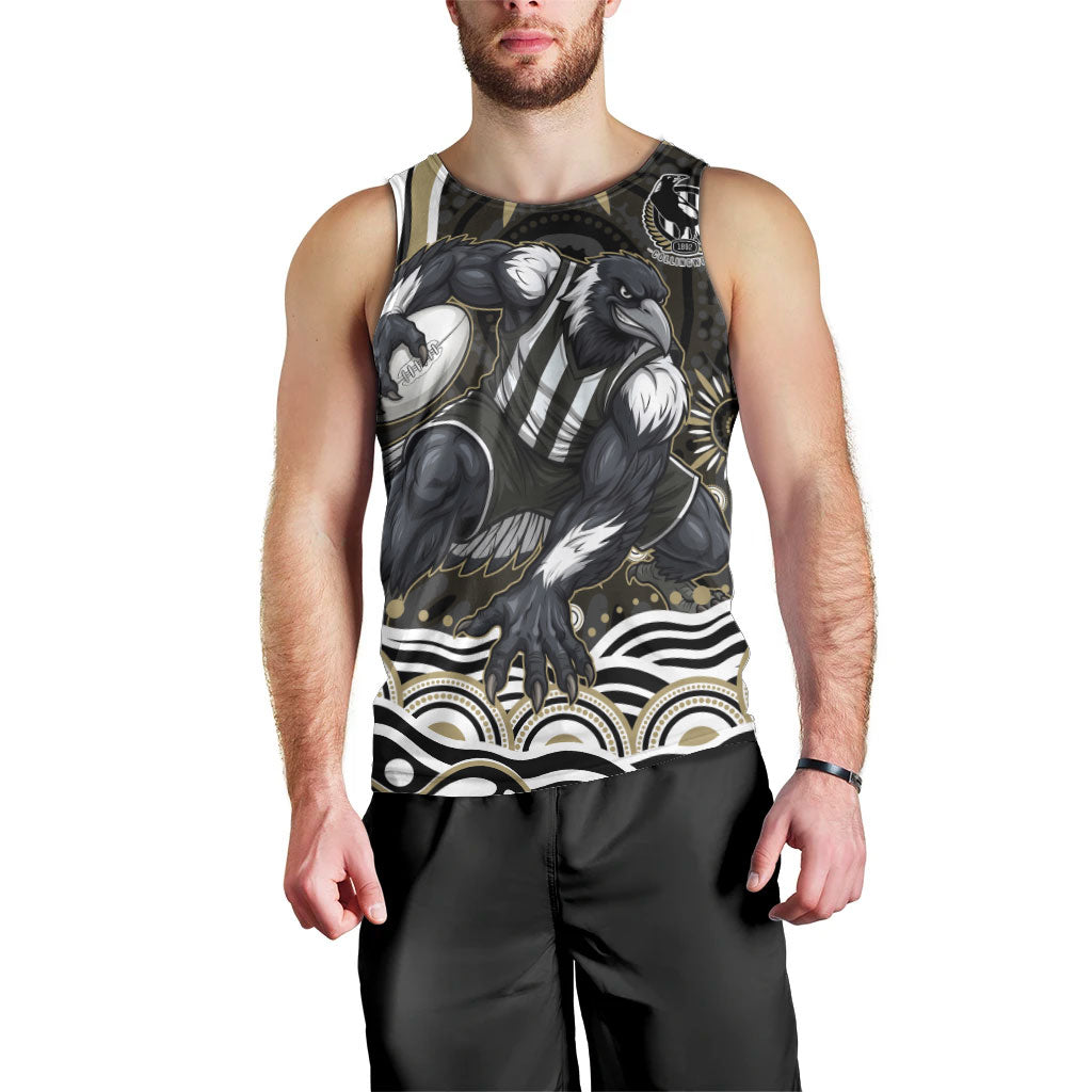Personalized Collingwood Magpies Football Men Tank Top Aboriginal Dot Art - Dreamtime Football Mascot