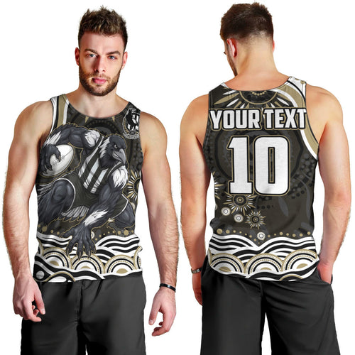 Personalized Collingwood Magpies Football Men Tank Top Aboriginal Dot Art - Dreamtime Football Mascot