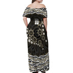 Personalized Collingwood Magpies Football Off Shoulder Maxi Dress Aboriginal Dot Art - Dreamtime Football Mascot