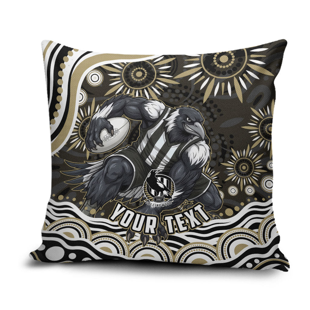 Personalized Collingwood Magpies Football Pillow Cover Aboriginal Dot Art - Dreamtime Football Mascot