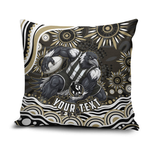 Personalized Collingwood Magpies Football Pillow Cover Aboriginal Dot Art - Dreamtime Football Mascot