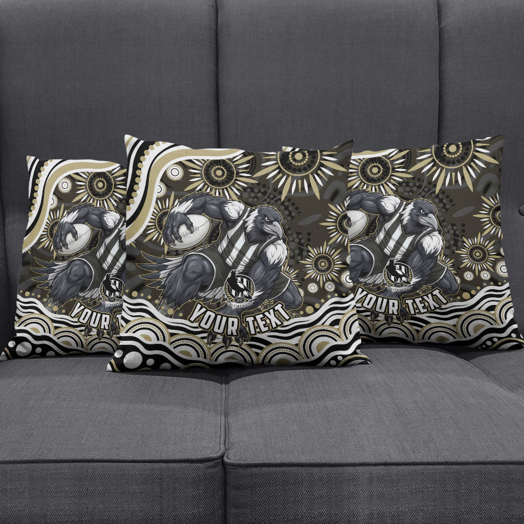 Personalized Collingwood Magpies Football Pillow Cover Aboriginal Dot Art - Dreamtime Football Mascot