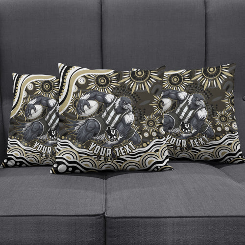 Personalized Collingwood Magpies Football Pillow Cover Aboriginal Dot Art - Dreamtime Football Mascot