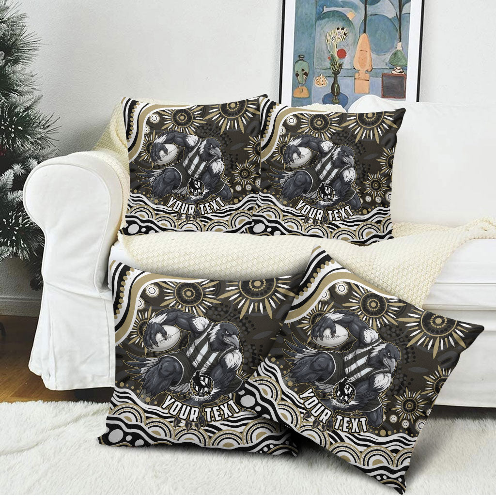 Personalized Collingwood Magpies Football Pillow Cover Aboriginal Dot Art - Dreamtime Football Mascot