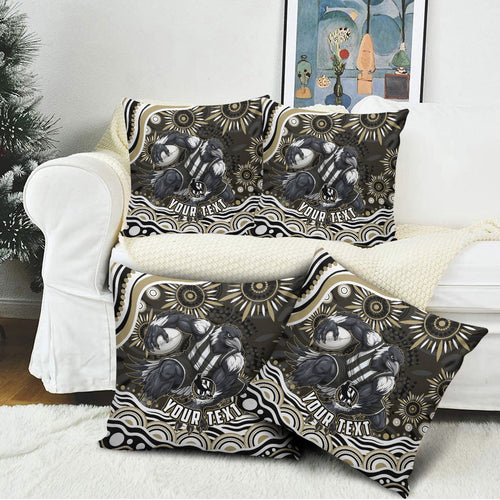 Personalized Collingwood Magpies Football Pillow Cover Aboriginal Dot Art - Dreamtime Football Mascot