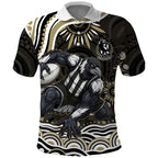Personalized Collingwood Magpies Football Polo Shirt Aboriginal Dot Art - Dreamtime Football Mascot