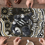 Personalized Collingwood Magpies Football Puzzle Aboriginal Dot Art - Dreamtime Football Mascot