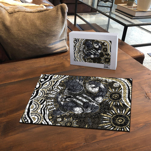 Personalized Collingwood Magpies Football Puzzle Aboriginal Dot Art - Dreamtime Football Mascot
