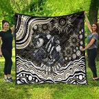 Personalized Collingwood Magpies Football Quilt Aboriginal Dot Art - Dreamtime Football Mascot