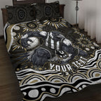 Personalized Collingwood Magpies Football Quilt Bed Set Aboriginal Dot Art - Dreamtime Football Mascot