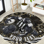 Personalized Collingwood Magpies Football Round Carpet Aboriginal Dot Art - Dreamtime Football Mascot