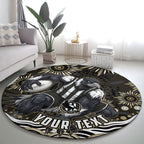 Personalized Collingwood Magpies Football Round Carpet Aboriginal Dot Art - Dreamtime Football Mascot