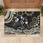 Personalized Collingwood Magpies Football Rubber Doormat Aboriginal Dot Art - Dreamtime Football Mascot