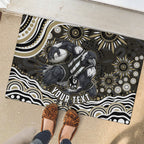Personalized Collingwood Magpies Football Rubber Doormat Aboriginal Dot Art - Dreamtime Football Mascot